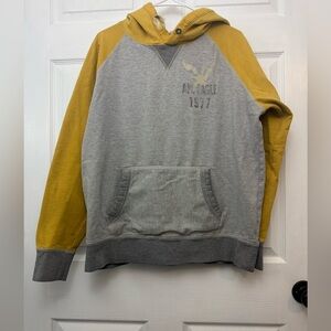 VINTAGE American Eagle Outfitters Men’s Gray and Mustard Hoodie Size Large